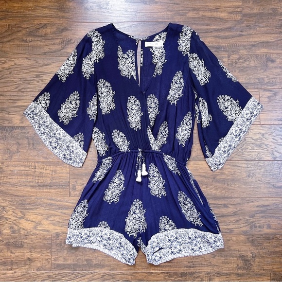 Faithfull • Yacht Romper playsuit navy blue Devani print bandana floral Anthro - Picture 2 of 16
